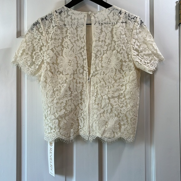 NWT Revelry Ivory Lace Top w/ Keyhole and Zippered Back - Size 10 - Picture 6 of 14
